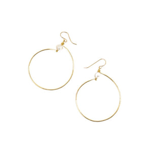 Brass Hoop Earrings with Pearl - Forai