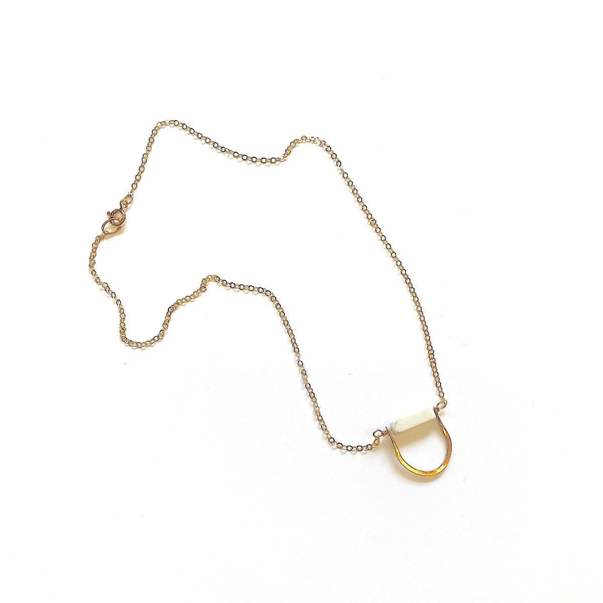 Nieve Brass and White Howlite Pendant Necklace - Forai