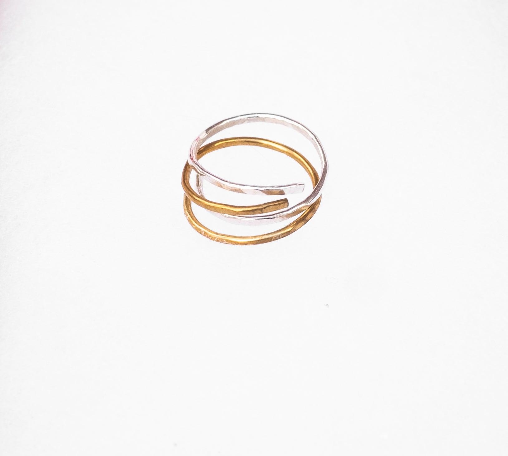 Hand-Hammered Wrap Ring in Brass - Forai