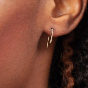 Indra Staple Threader Earrings in Gold - Forai