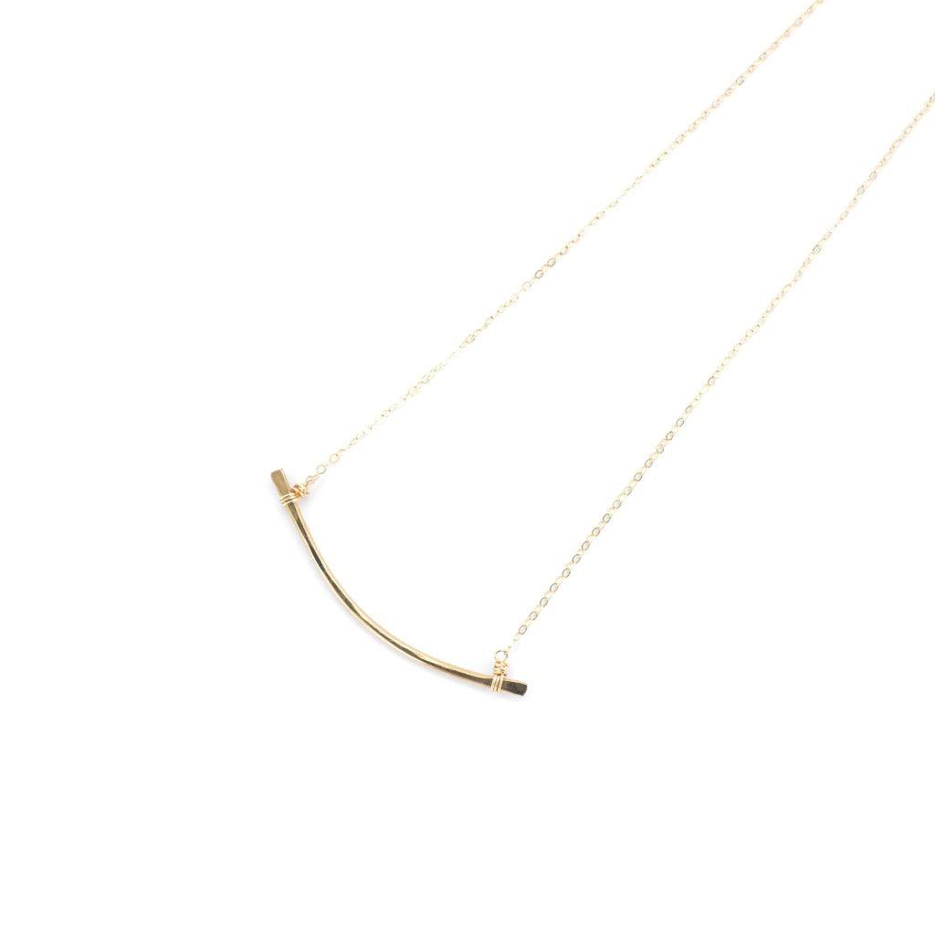Kalay Hammered Bar Necklace in Gold - Forai