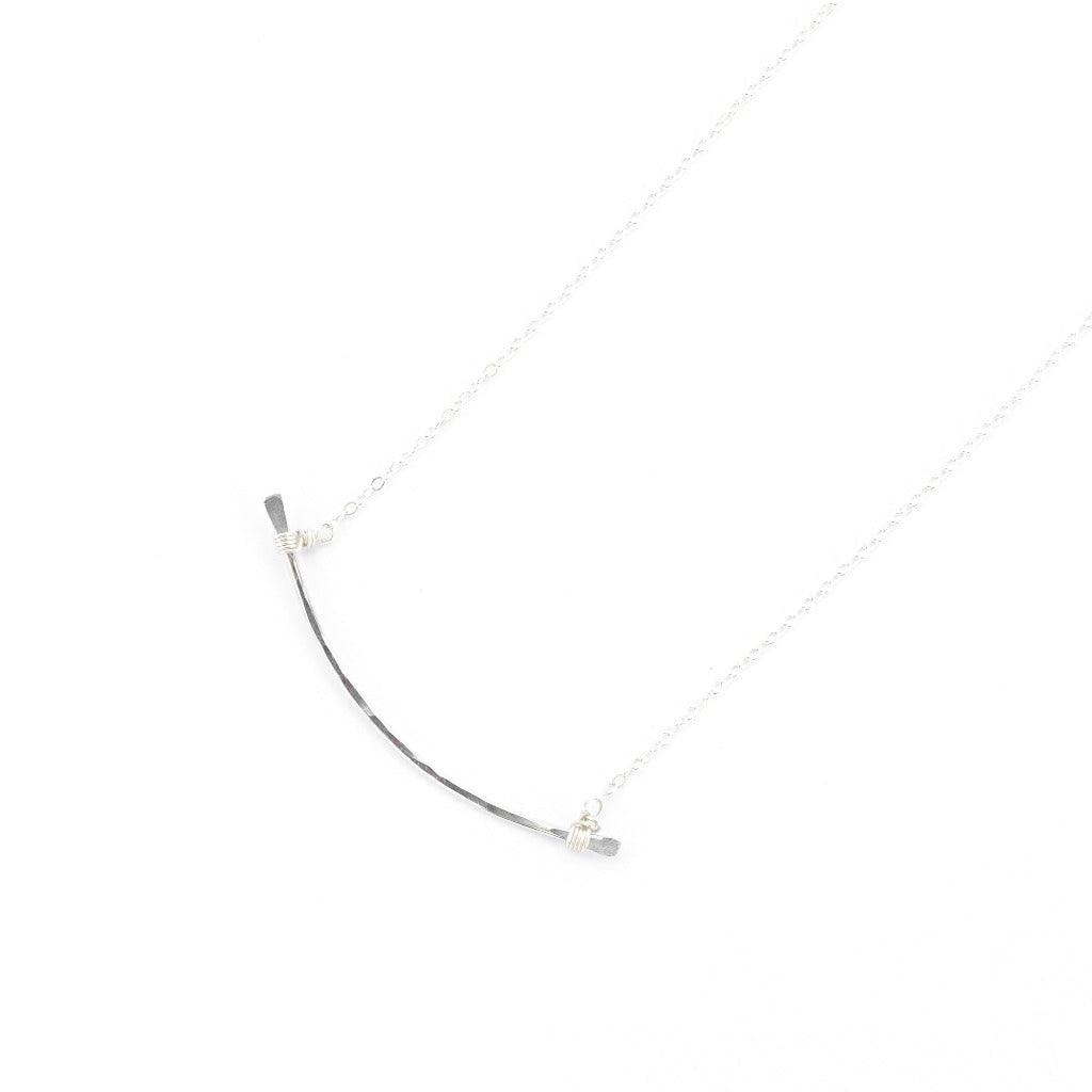 Kalay Hammered Bar Necklace in Silver - Forai