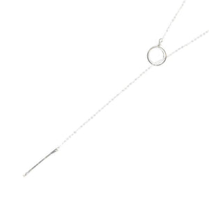 Circle and Line Lariat Necklace in Silver - Forai