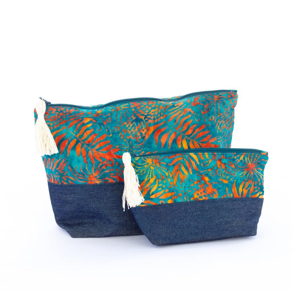Batik Zippered Pouch in Madrid Teal - Forai